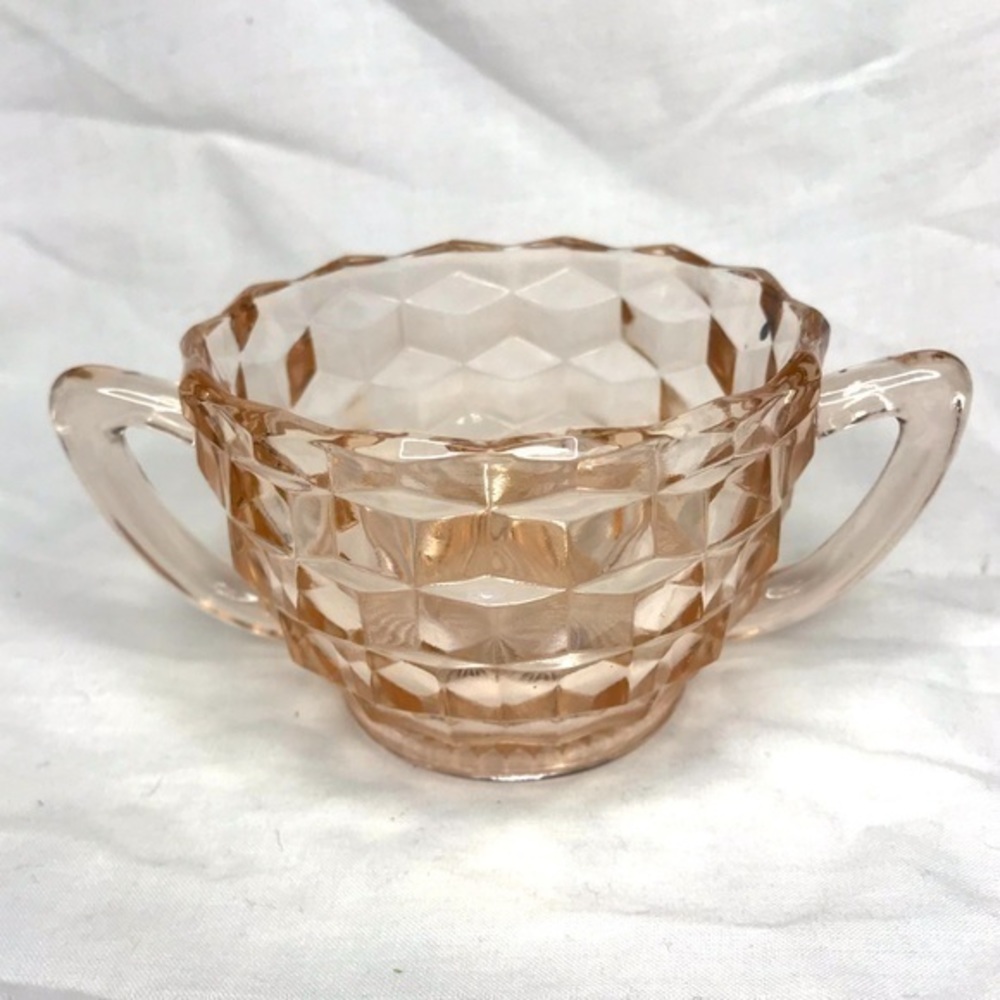 VTG Pink Depression Glass Sugar Bowl